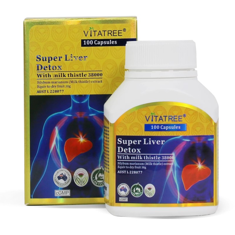 VITATREE Super Liver Detox With Milk Thistle 38000 100 Capsules -Australian Made