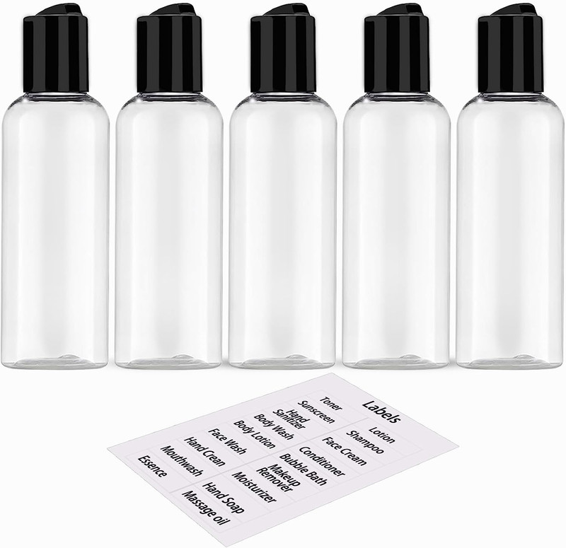 DNSEN 5 Pack 3.4 Oz Travel Bottles for Toiletries TSA Approved Leakproof Plastic