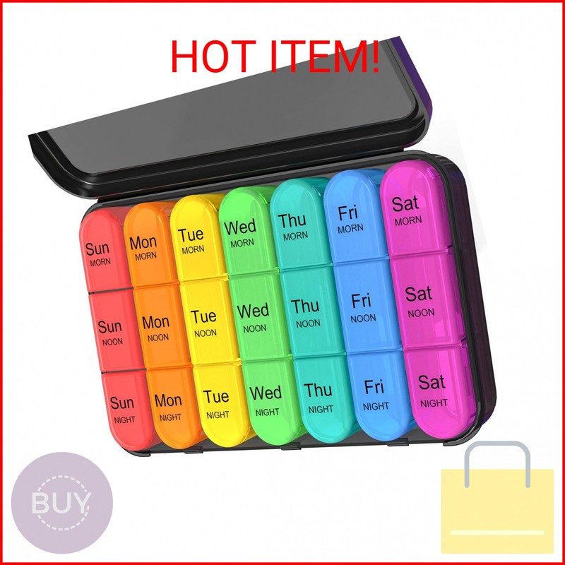 Daviky Pill Organizer 3 Times a Day, Daily Pill Box 7 Day, Weekly Cases Medicine