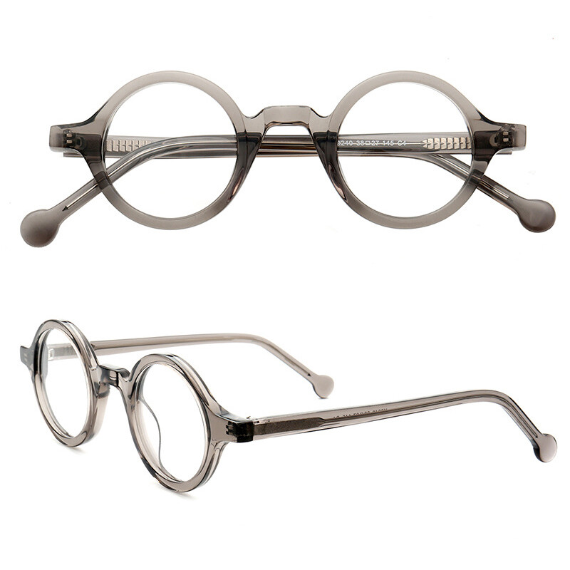Hand Made 37mm Small Vintage Round Eyeglass Frames Full Rim Acetate Glasses