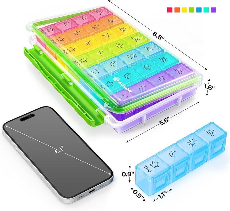 Portable iMedassist 7-Day Pill Organizer - Easy Open, Lockable & Removable Cases gallery