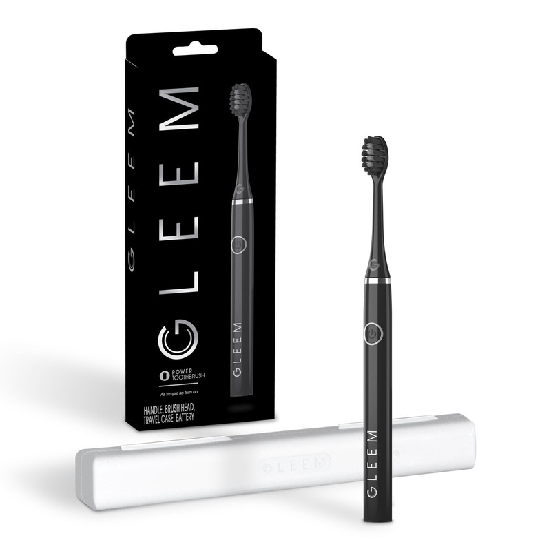 Electric Battery Toothbrush Sonic Soft Bristles 2 Minute Timer Travel Case Black