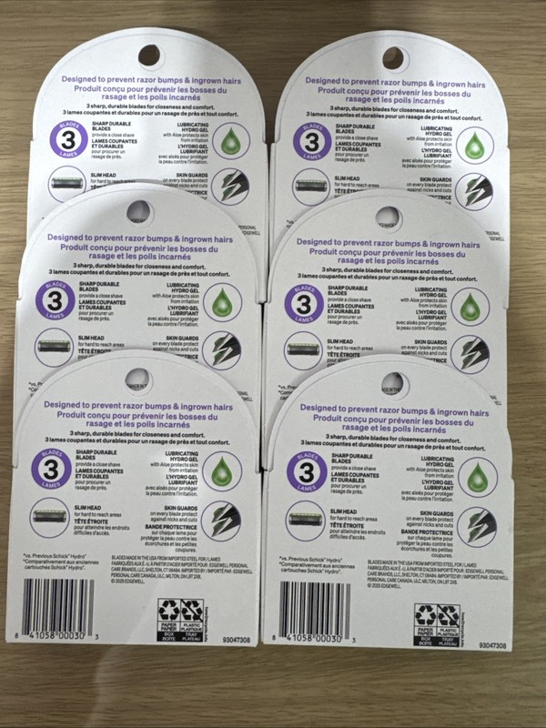 6 X! Schick Hydro Ultra Sensitive 3 Blades 30 Refill Cartridges New In Box gallery