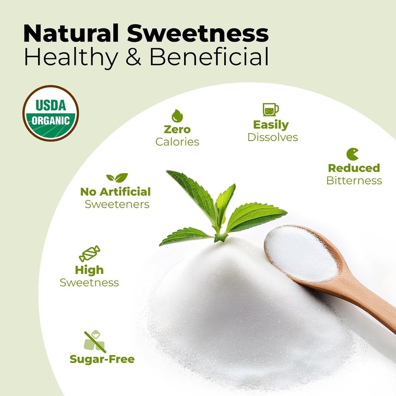 Organic Stevia Powder Pure Extract Natural Sweetener 0 Calories Sugar Substitute gallery