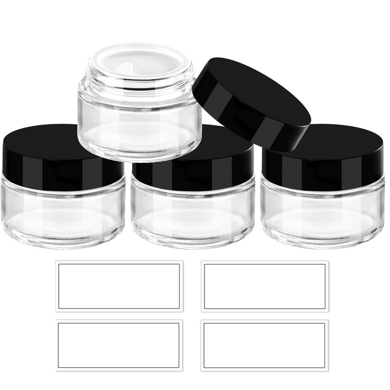 1 Oz Glass Jars 4 Pack Airtight Cream Containers Cosmetic Travel Pot Salve Lotio
