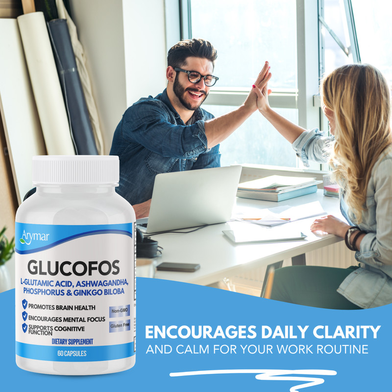 Arymar Glucofos 60 Tablets - L-Glutamic Acid CNS & Brain Health Supplement gallery