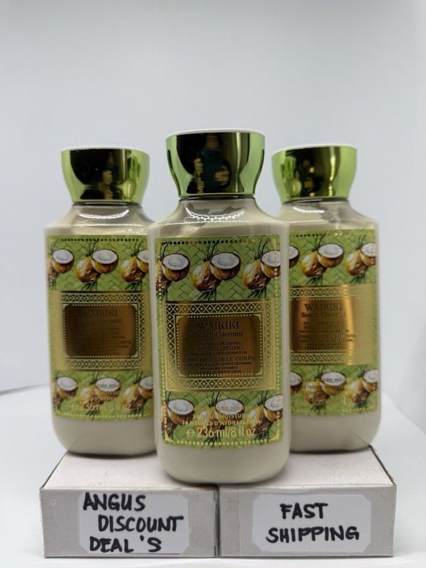 Bath & Body Works WAIKIKI BEACH COCONUT Daily Nourishing Body Lotion 8oz, 3PCS,