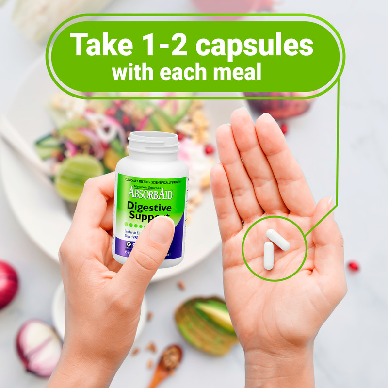 Absorbaid Natural Digestive Enzyme-relief for gas, bloating, acid reflux-90 caps gallery