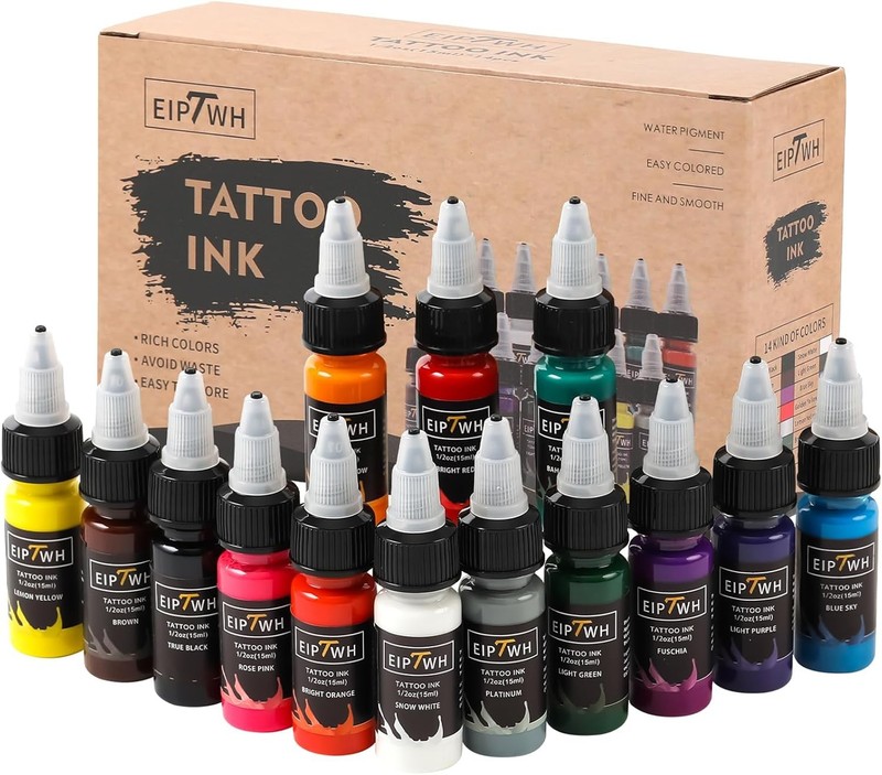 14 Colors Tattoo Ink Set,15ml 1/2oz Tattoo Ink Colors Set for Outlining&Shading