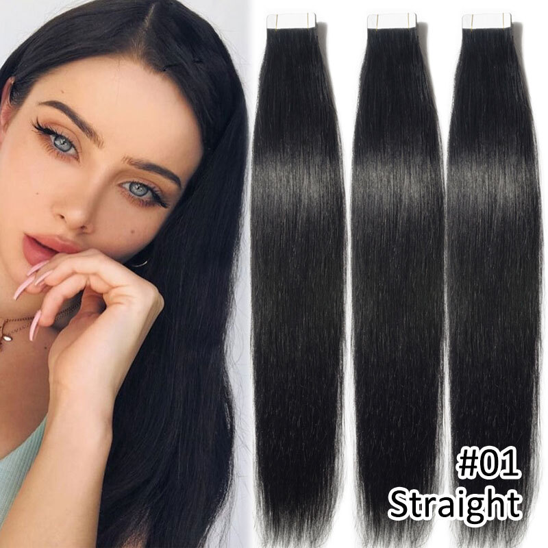 Thick 200g 80pcs Tape In Remy Human Hair Extensions Skin Weft FULL HEAD Flat PU
