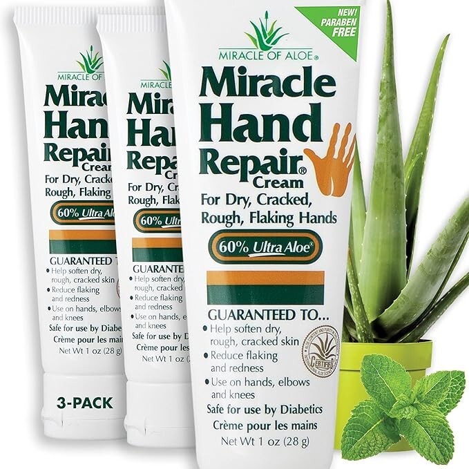 Miracle Hand Repair Cream 1 ounce tube, 3-Pack with 60% UltraAloe