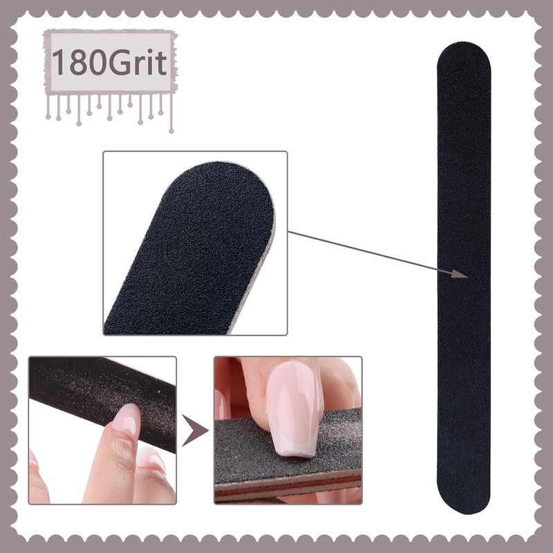 20 Pack 100/180 Grit Nail Files Black Professional Emery Boards Nail gallery