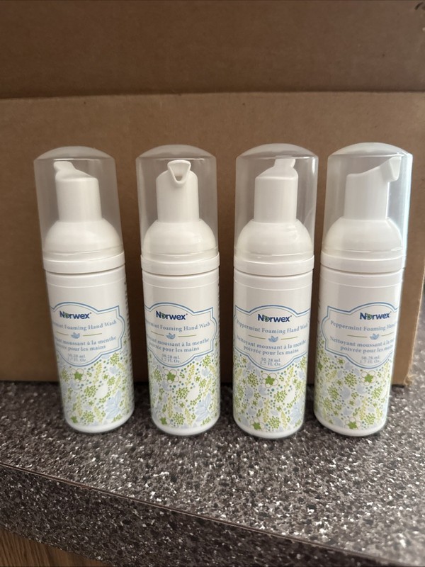 Norwex Peppermint Foaming Hand Wash Lot of 4 1.7 fl oz Travel Size USA Made