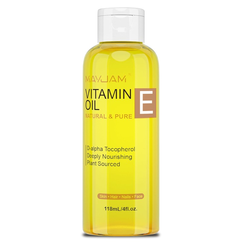 MAYJAM Organic Vitamin E Oil 50,000 IU for Skin, Pure & 4 Fl Oz (Pack of 1)