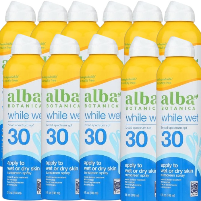 Lot of 11-Alba Botanica While Wet Sunscreen Spray SPF 30, 5 fl oz Each Exp 11-26