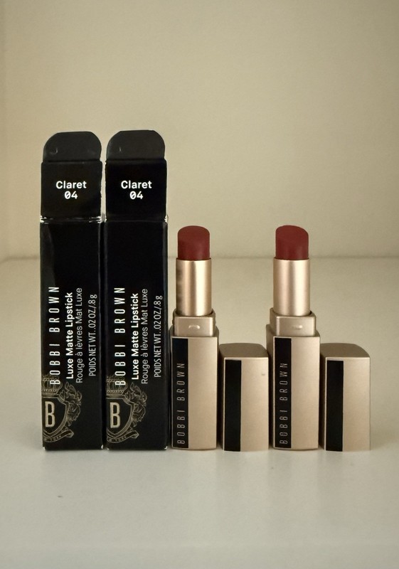 Lot of 2 Bobbi Brown Luxe Matte Lipstick # 04 Claret, Mini Size .02oz/0.8g Each