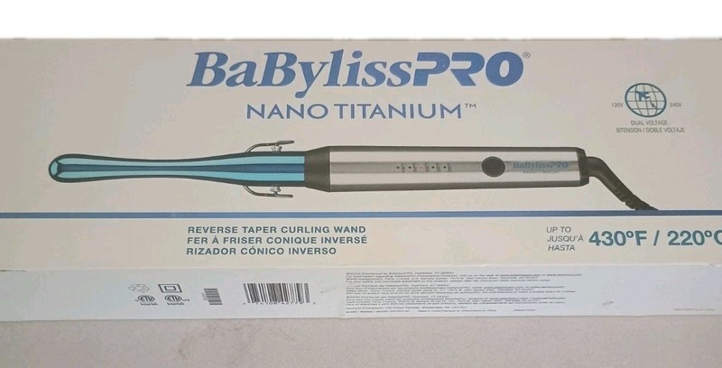 BabylissPRO Nano Titanium Curling Wand Reverse Taper 430ºF. New/ Open Box. (51