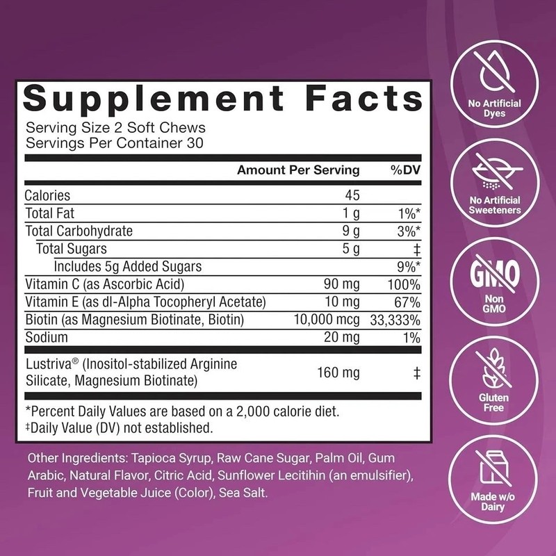 Hair Growth Vitamins for Women and Men Hair Growth Accelerator Soft Chews 60 gallery