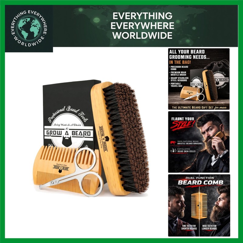 Stylish Beard Brush & Mustache Kit in Eco-Friendly Bamboo – Perfect Gift for Him