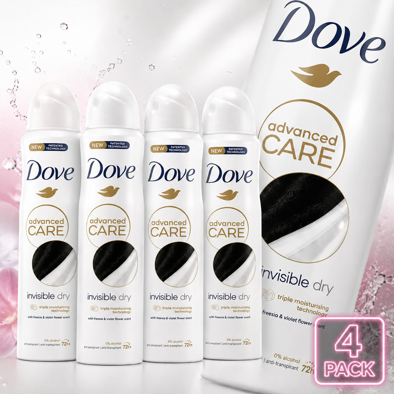 Dove Women’s Invisible Dry Spray on Deodorant 4/8 Pack – 5oz (150ml)