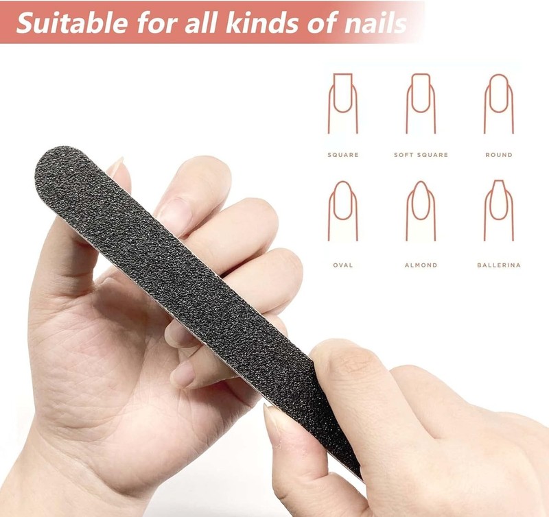 20 Pack 100/180 Grit Nail Files Black Professional Emery Boards Nail gallery