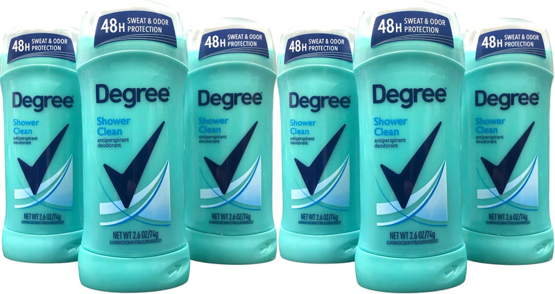 Degree Shower Clean Antiperspirant Deodorant 48-Hour Women Stick 2.6 oz (6-Pack)