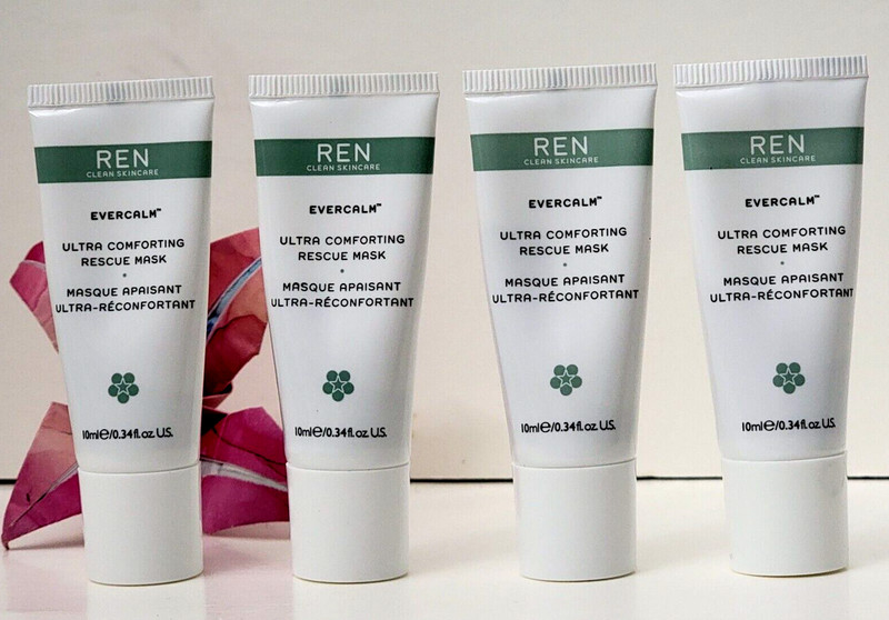 4 pk REN EVERCALM ULTRA COMFORTING RESCUE MASK 10 ML / 0.34 FL OZ MINI SEALED