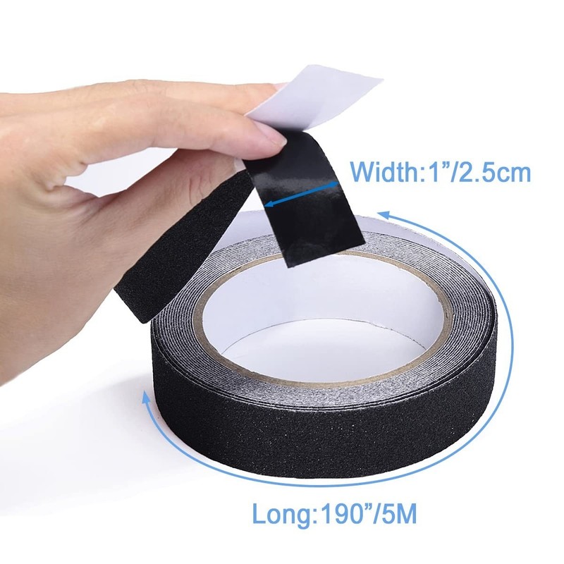 High Traction Anti Slip Tape - 1" x 190" Black for Indoor & Outdoor Safety gallery