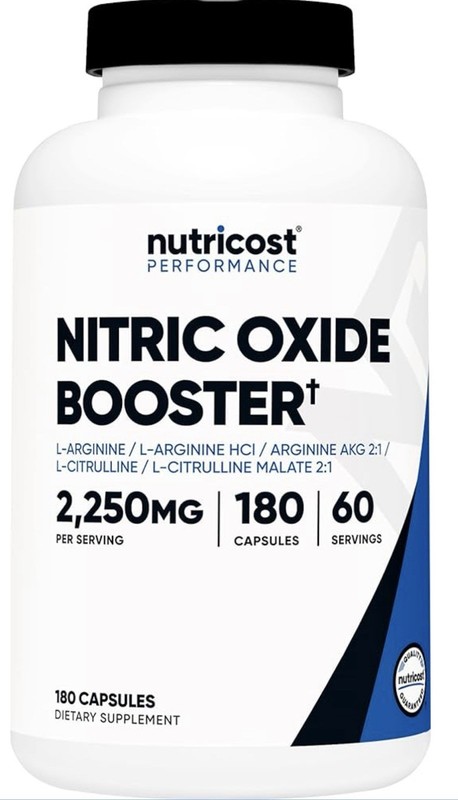 Nutricost Nitric Oxide Booster 2250mg, 180 Capsules – 750mg Per Casule, 60 Servi