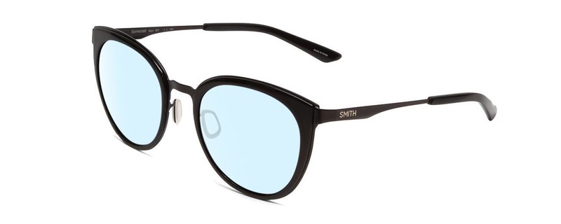 Smith Somerset Ladies Cateye Designer Blue Light Eyeglasses in Gloss Black 53 mm