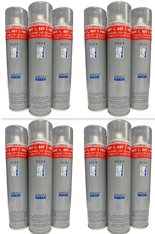 12 Rusk W8LESS PLUS Extra Strong Hold Hairspray 10oz Ea Aerosol FULL SIZE