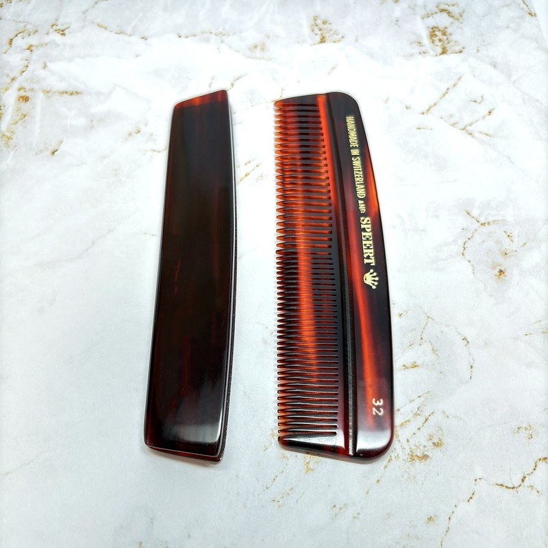 Speert Handmade Swiss European Comb #32 5" Inch Wide & Fine Tooth Brown Tortoise gallery