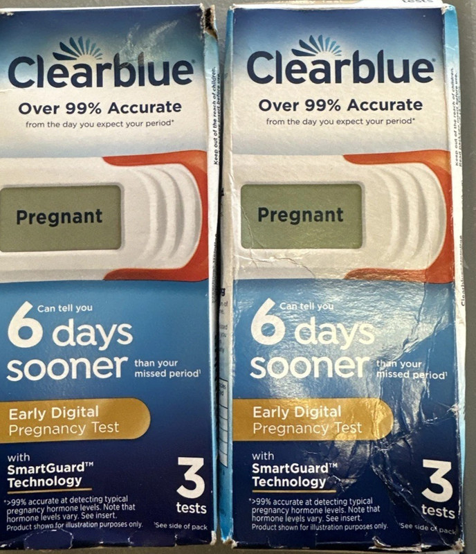 (2)Clearblue Early Digital Pregnancy Test 6 Tests TOTAL EXP 6/2028+ BOX DISTRESS