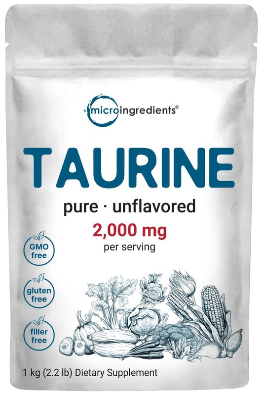 Micro Ingredients Taurine Powder Supplement | 1 KG, 2000mg Per Serving | Unfl…