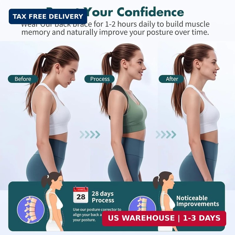 Posture Corrector for Women and Men - Back Brace for Rounded Shoulders & Upper B gallery