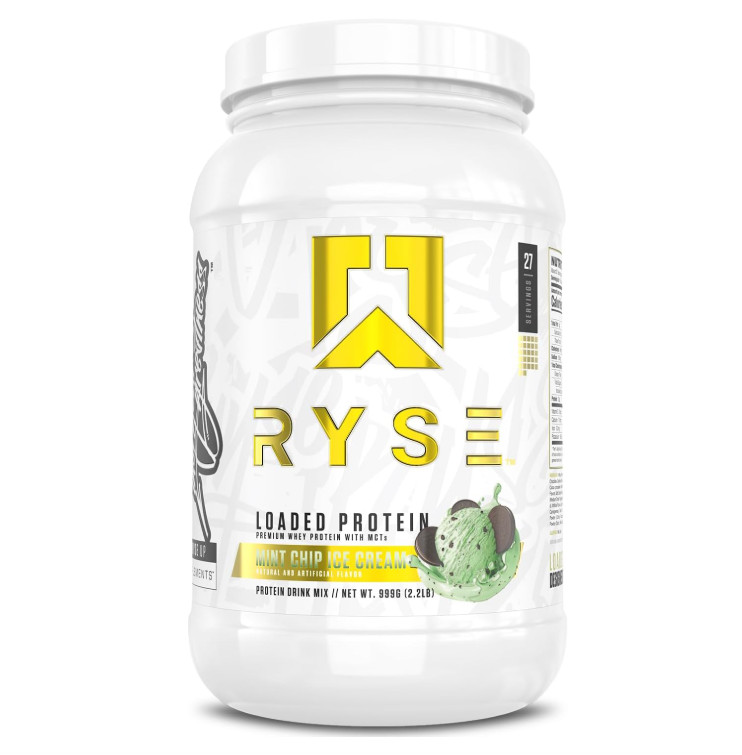 RYSE Loaded Protein Powder, Mint Chip Ice Cream, 27 Servings, 25g Protein