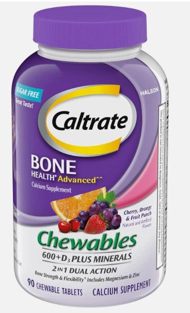Caltrate Chewables 600 +D3 Plus Minerals Calcium – 90count