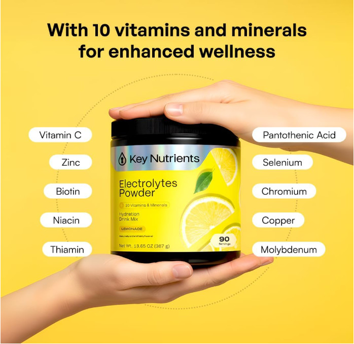 Key Nutrients Multivitamin Electrolyte Powder, Lemonade, 90 Servings gallery