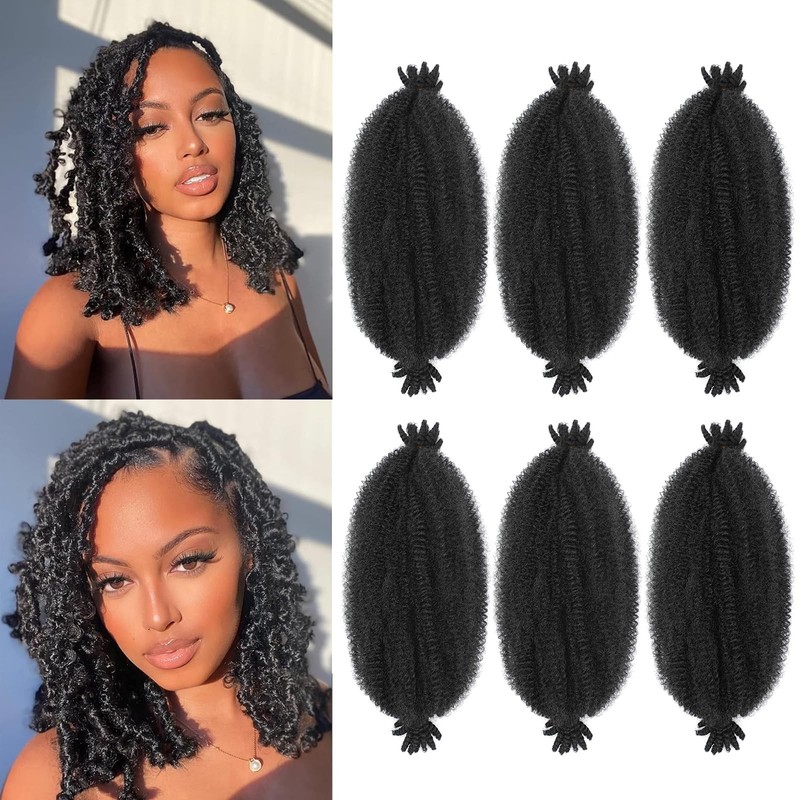 Springy Afro Twist Hair 6 Packs Marley Twist Braiding Hair Pre-Fluffed Spring Tw