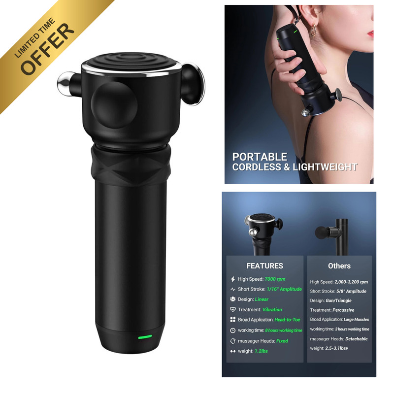 Rapid Release Deep Tissue Vibrating Muscle Massager – Handheld Cordless Massa…