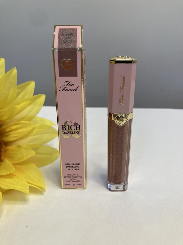 Too Faced Rich & Dazzling High-Shine Sparkling Lip Gloss RAISIN THE ROOF NIB