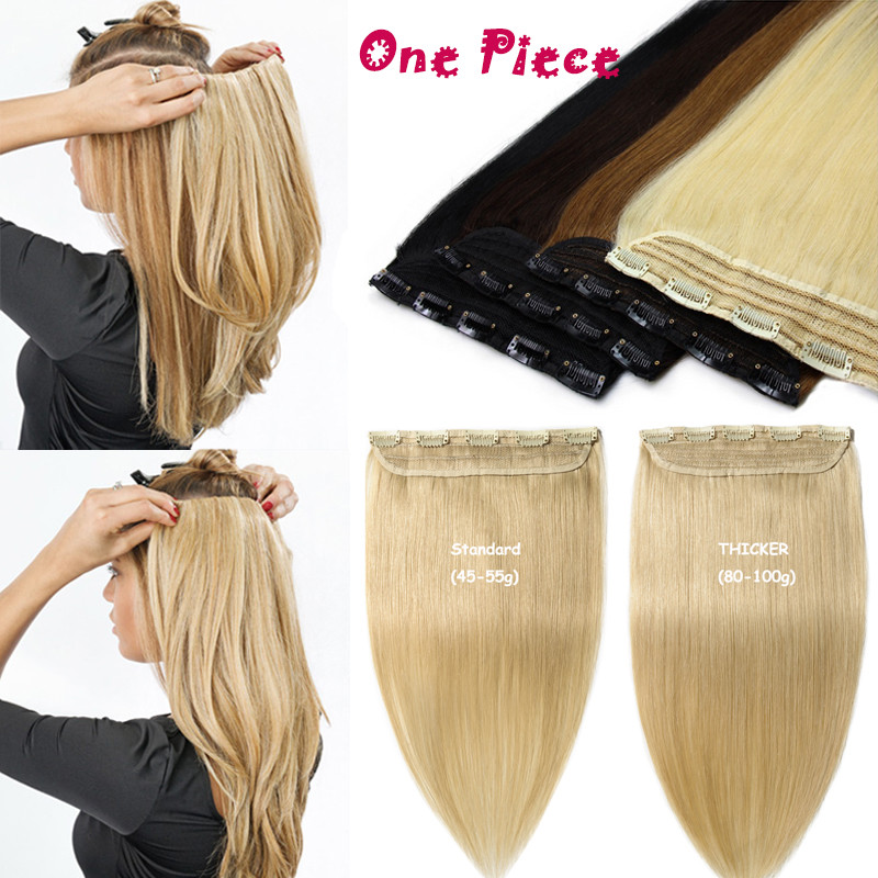 Highlight One Piece Clip in Remy Human Hair Extensions 3/4Full Head 100G US B426