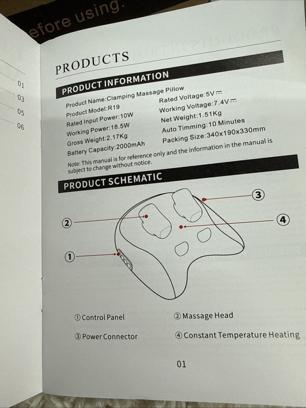 Clamping Massage Pillow Trapezius Wireless Heated Cervical New gallery