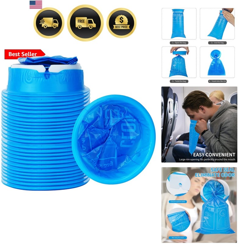 24 Pack Blue Emesis Bags Disposable for Kids, 1000 ml Vomit Bag for Morning S…