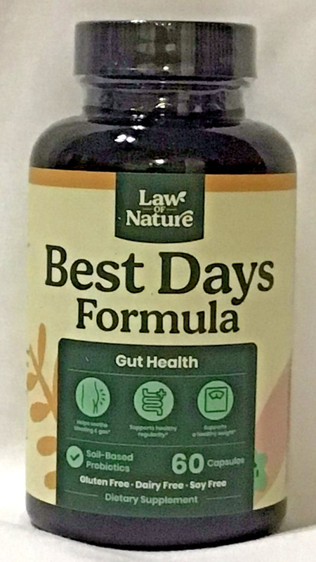 Law of Nature Best Days Formula 5-in-1 Gut Support for Bloating Gas Irregularity