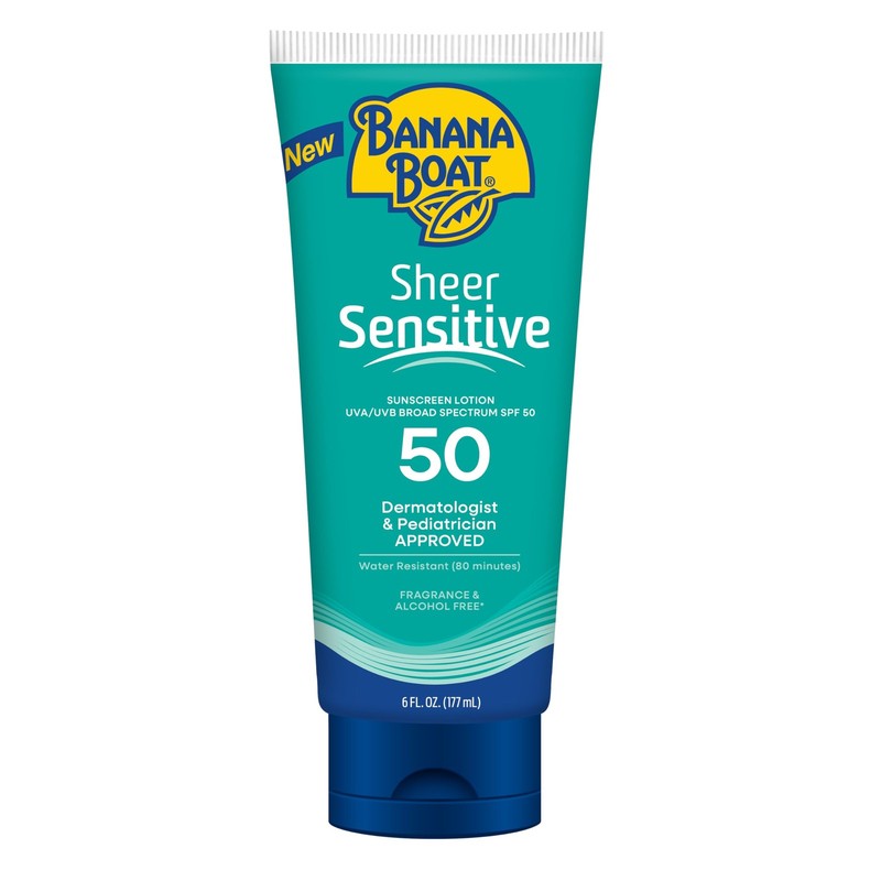 Banana Boat Sheer Sensitive Body Lotion, SPF 50, 6oz 6 Fl Oz (Pack of 1), Blue