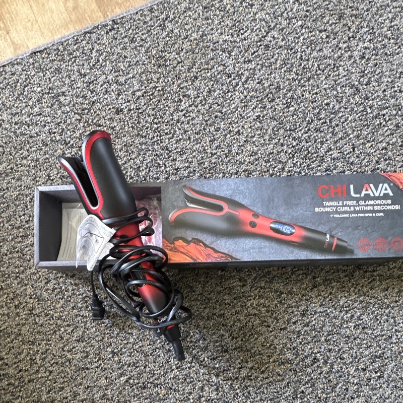CHI LAVA Pro Spin N Curl 1in Rotating Curling Iron Volcanic Lava Dual Voltage