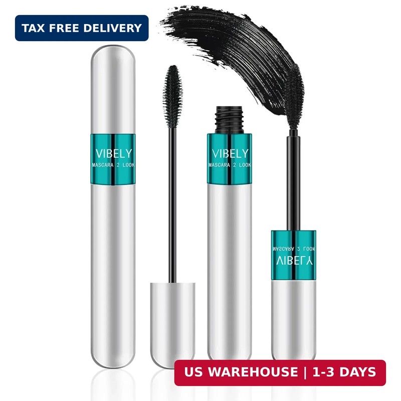 2 in 1 Mascara 5x Longer Waterproof Lash Cosmetics Natural Lengthening and Thick
