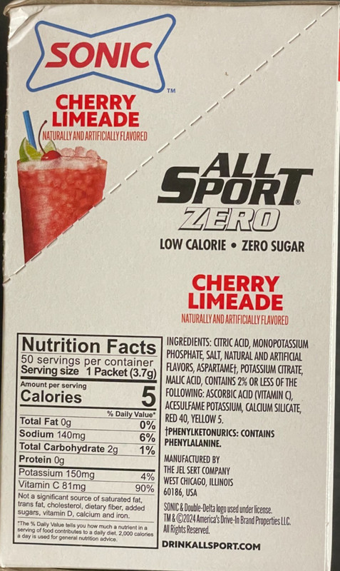 All Sport Zero Sonic Cherry Limeade - Sports Drink Sticks - 50 Count gallery