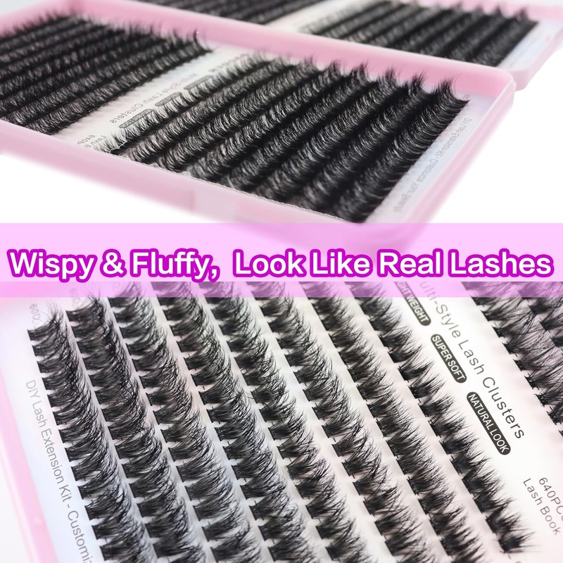 DAODER Cluster Lashes 30D+40D+50D+60D Lash Clusters D Curl 9-13mm, Black gallery
